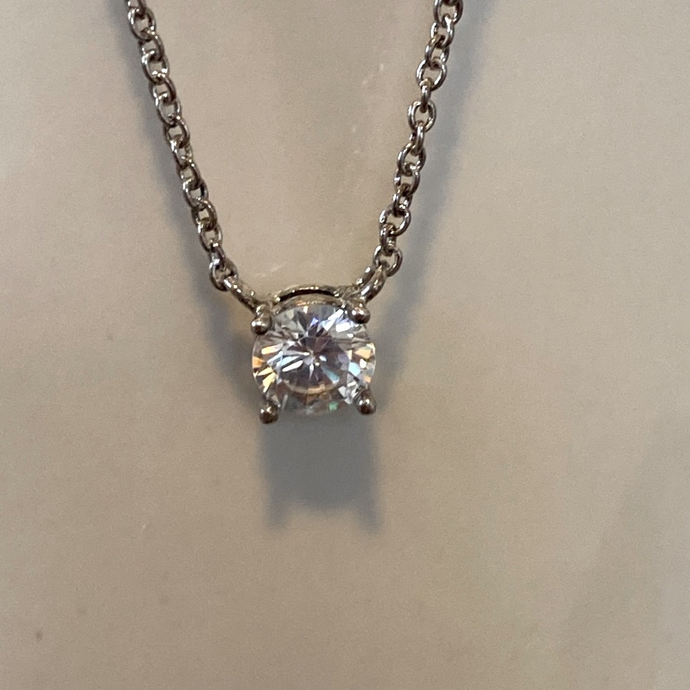 Silver Diamond Simulated Necklace